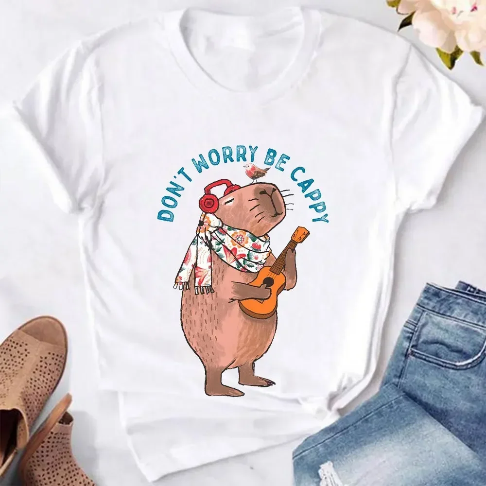 Do Not Worry Be Cappy T-Shirts Funny Cute Anime Cartoon Tshirt Animal Graphic Tee Farm Life Casual Short Sleeve Tops Y2k cotton