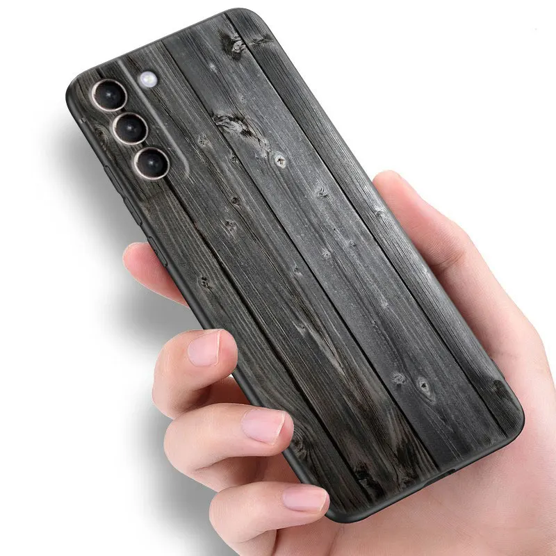 Carved Wood Black Phone Case For Samsung Galaxy S23 Ultra S22 S21 Plus S20 FE A13 A14 A23 A24 A25 A33 A34 A52S A53 A54 5G