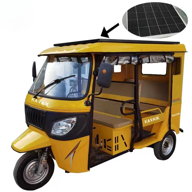 KAVAKI Chinese supply 3 wheels electric 200cc solar  petrol tuk tuk trike motorcycle gasoline passenger 7 to 9 people tricycle