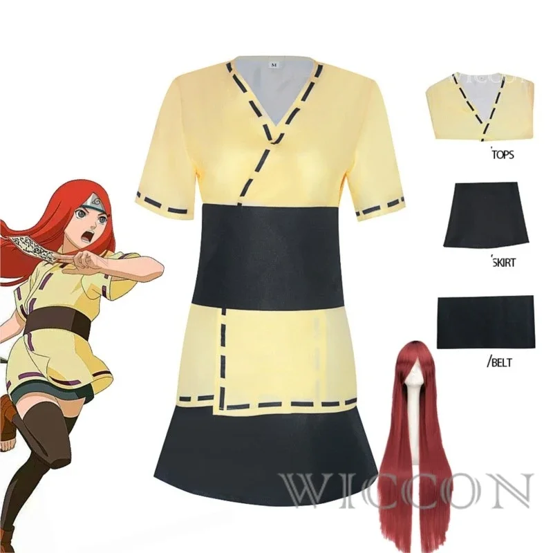 أزياء أنيمي كوشينا التأثيرية للنساء زي مهمة النينجا الزي الرسمي للهالوين كرنفال نينجا ملحقات شعر مستعار