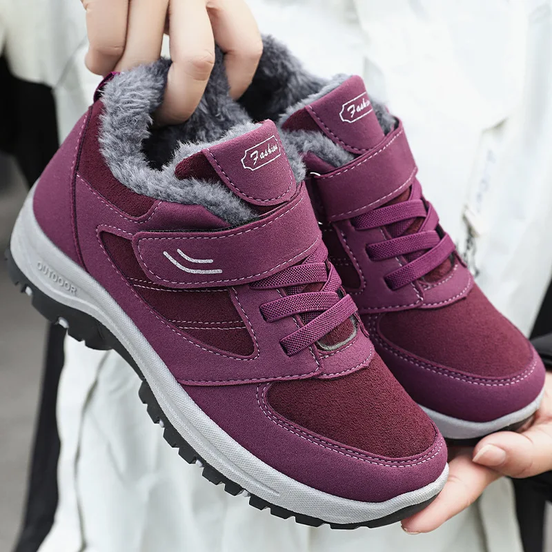 

Winter Women's Ultra-high Heel Cotton Boots Fleece and Thickened Warm Boots Walking Shoes The Elderly Unisex Casual Travel Shoes