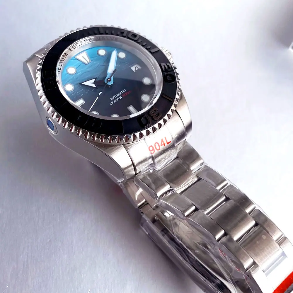 Tandorio 43mm NH35A Men Automatic Watch Blue Sea Dial Sapphire Glass Deep Swimming Watches 10ATM Waterproof Steel Bracelet - Image 4