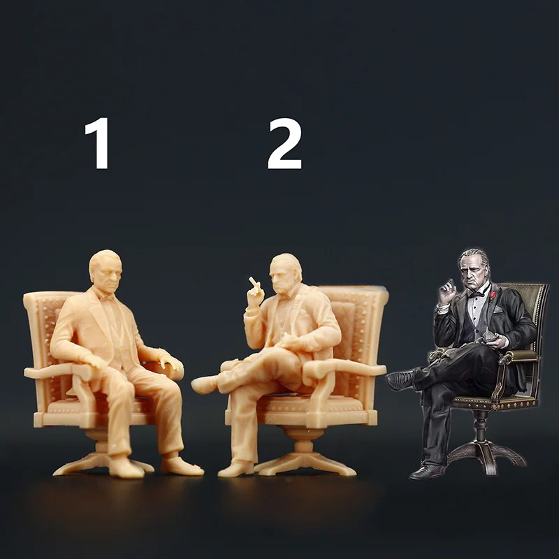 1:64 Figure Big Boss Sitting And Smoking Miniature 1/43 Model Garage Kit Need To Be Colored By Yourself