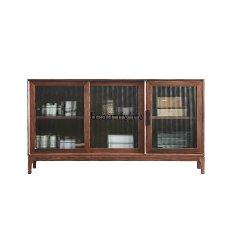 

Black Walnut Wood Sideboard Cabinet Pure Solid Wood Storage Cabinet