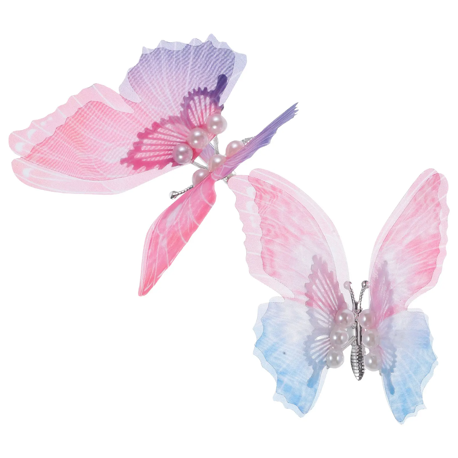 

2pcs Butterfly Hair Clips Moving Wings Durable Premium Hair Accessories Wedding Prom Beach Party Hairpins