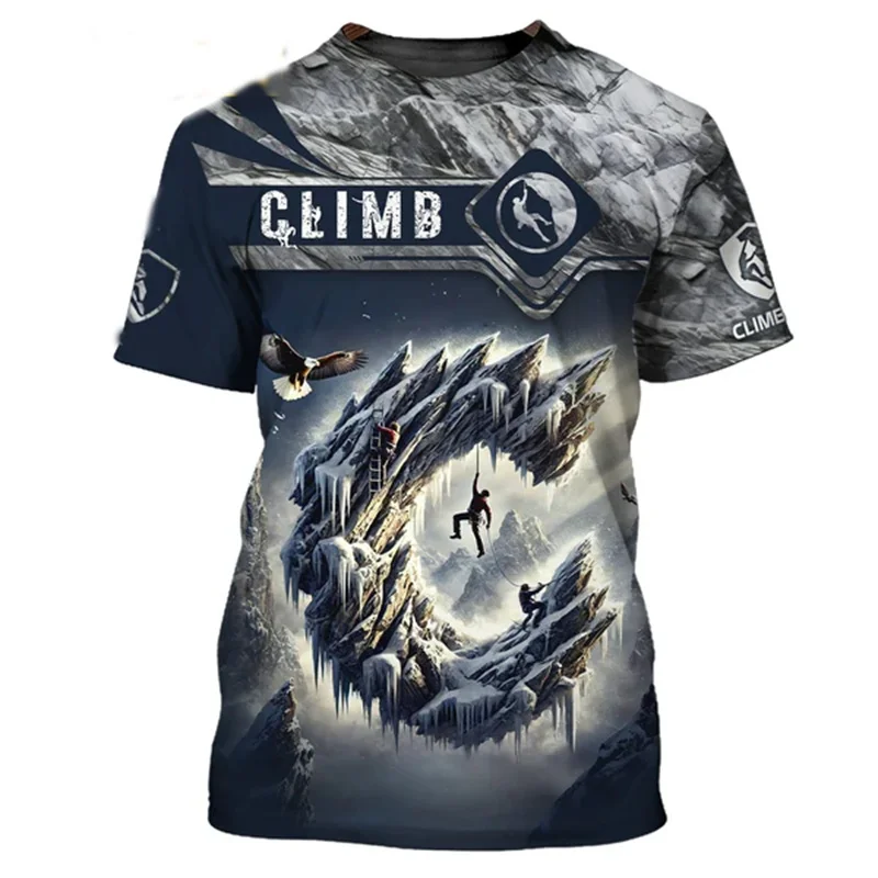 Climbing Sport Uniform Pattern T Shirt For Men Fashion 3D Printed Short Sleeve Tops Summer Casual Round Neck Loose Tee Shirts