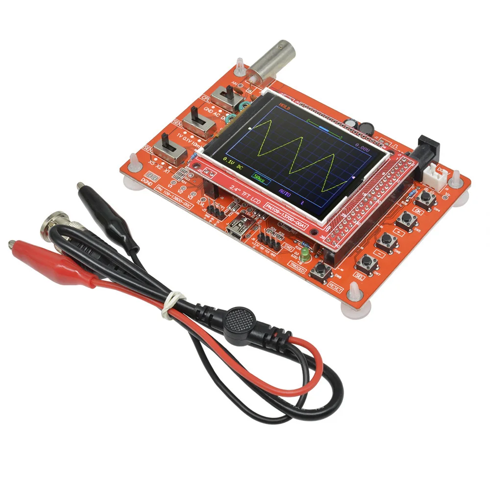 DSO138 Fully Assembled Digital Oscilloscope 2.4 inch TFT LCD Display Probe Test Clip Acrylic Case Oscilloscope DIY KIT