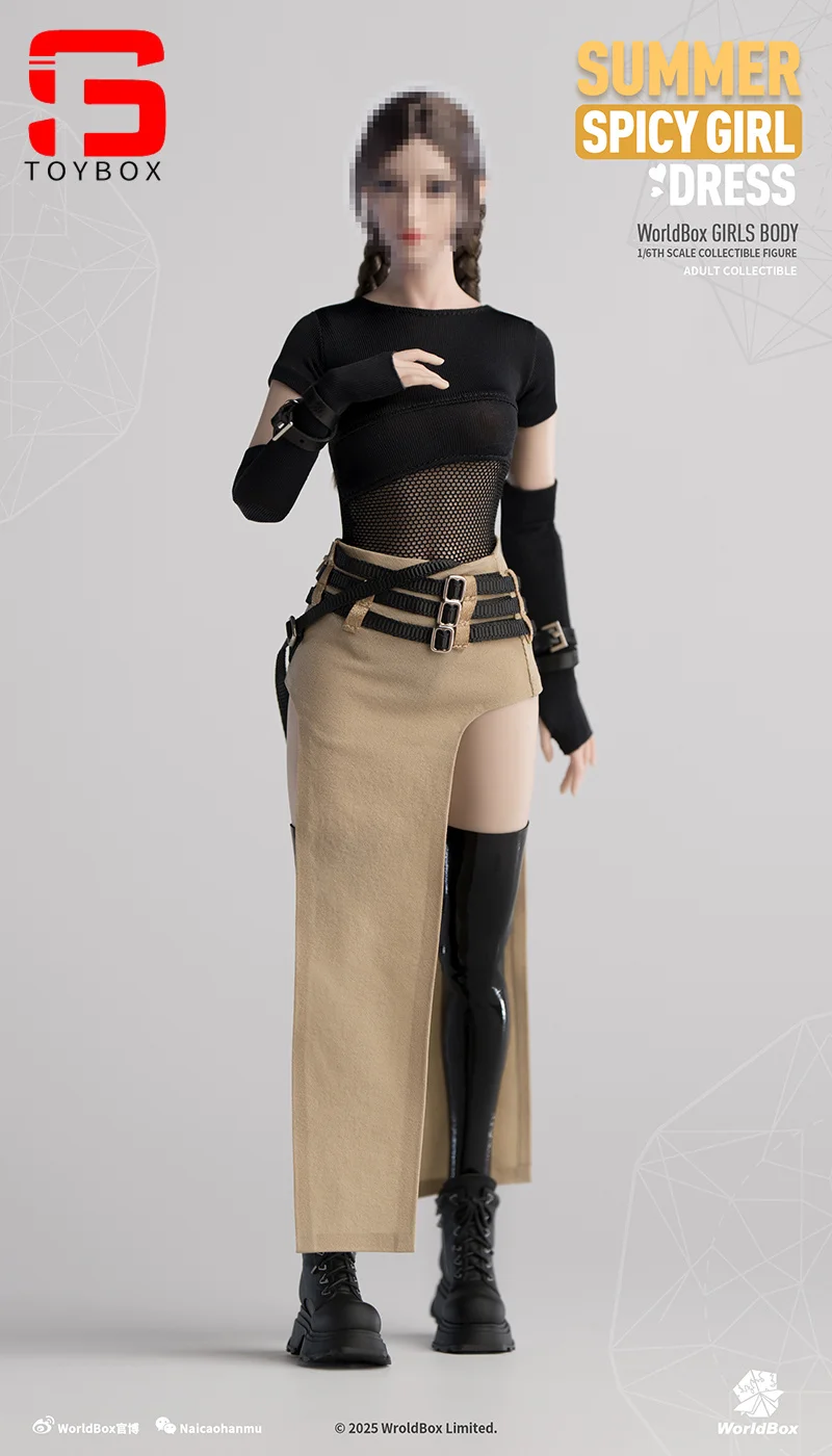 Worldbox CA012 1/6 Scale Female Soldier Mesh Slit Low Waist Skirt Clothes Model Fit 12'' Action Figure Body