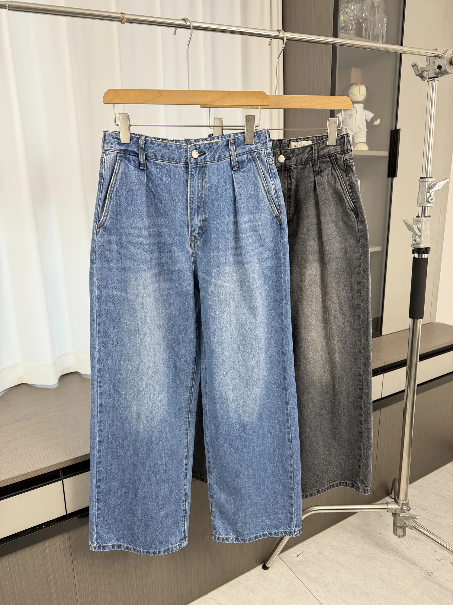 Youthful Vintage Men's Casual Straight Leg Jeans Elastic Banana Pants High Waist Button Closure Other Material 100% Spring Se...