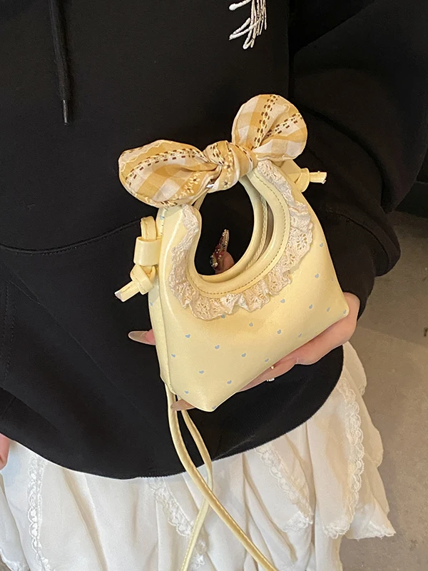 

Korean Style Dumpling Shape Crossbody Bag Women's Lipstick Bag with Knot New 2026 Fashion Handbag