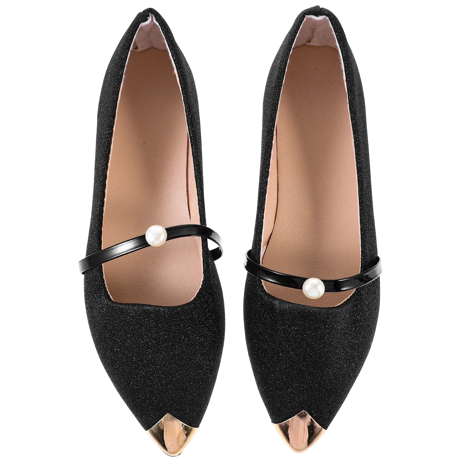 1 paio di scarpe nude piatte impreziosite di perle, eleganti scarpe singole da donna comode e comode per appuntamenti di lavoro per feste di matrimonio