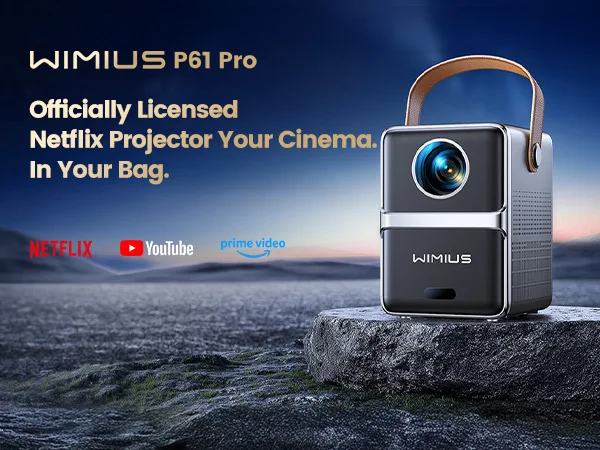 Wimius P61 Tragbarer 4K-Projektor Offizieller Netflix 1600ANSI Autofokus Full HD 1080p WIFI 6 BT5.2 Dolby-Projektor für Heimkino – Detail 1