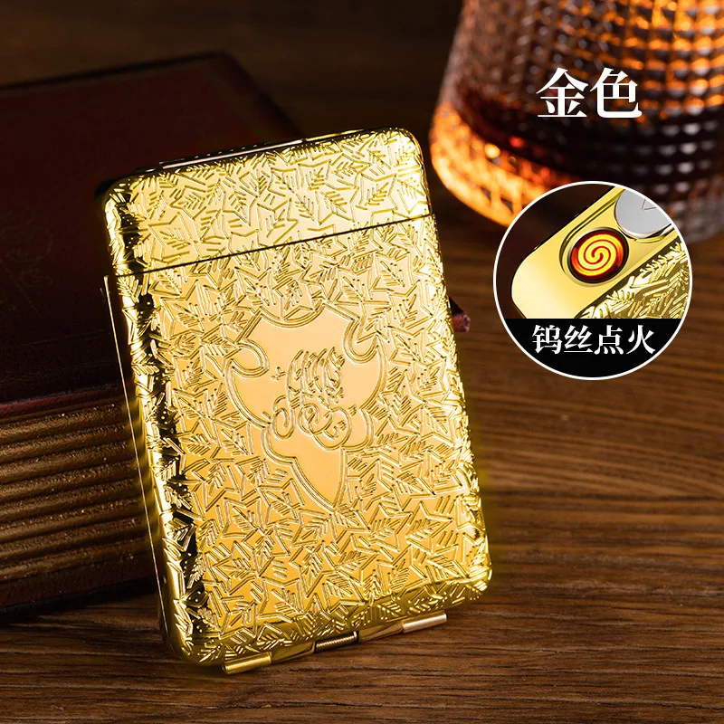 peaky blinders cigarette lighter Peaky Blinders Charging Lighter Vintage Engraved Wire Ignition 16 Thick  Cigarette Case Proof USB Lighter Shelby Men's Gifts