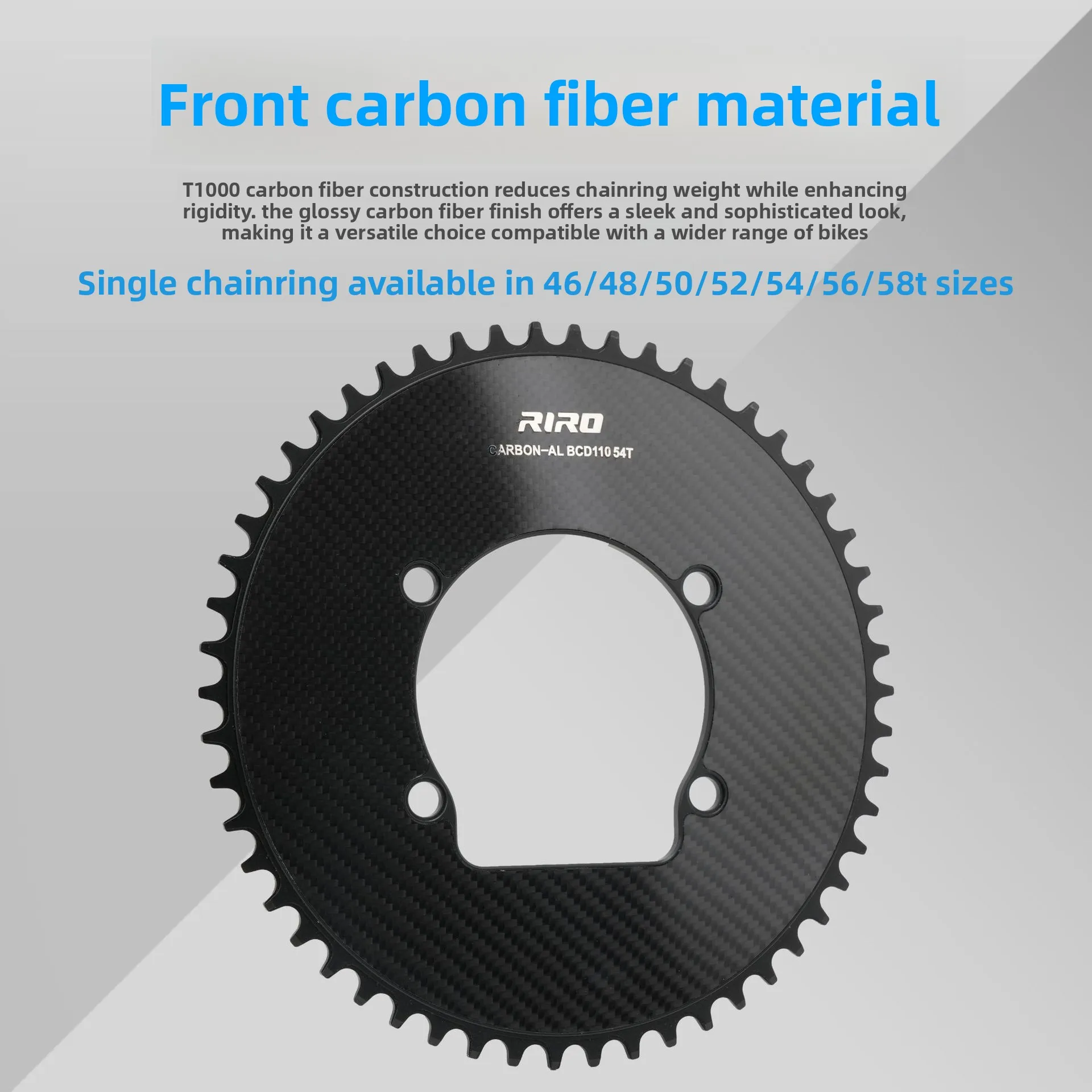 RIRO Road Bike Carbon Fiber Chainring BCD110 Power Meter Closed Disc Folding Bike Crankset