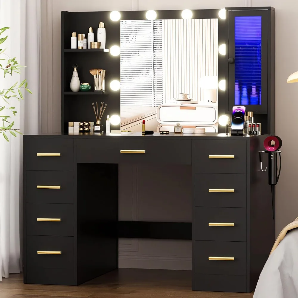 Vanity Desk with Mirror and Lights, 43
