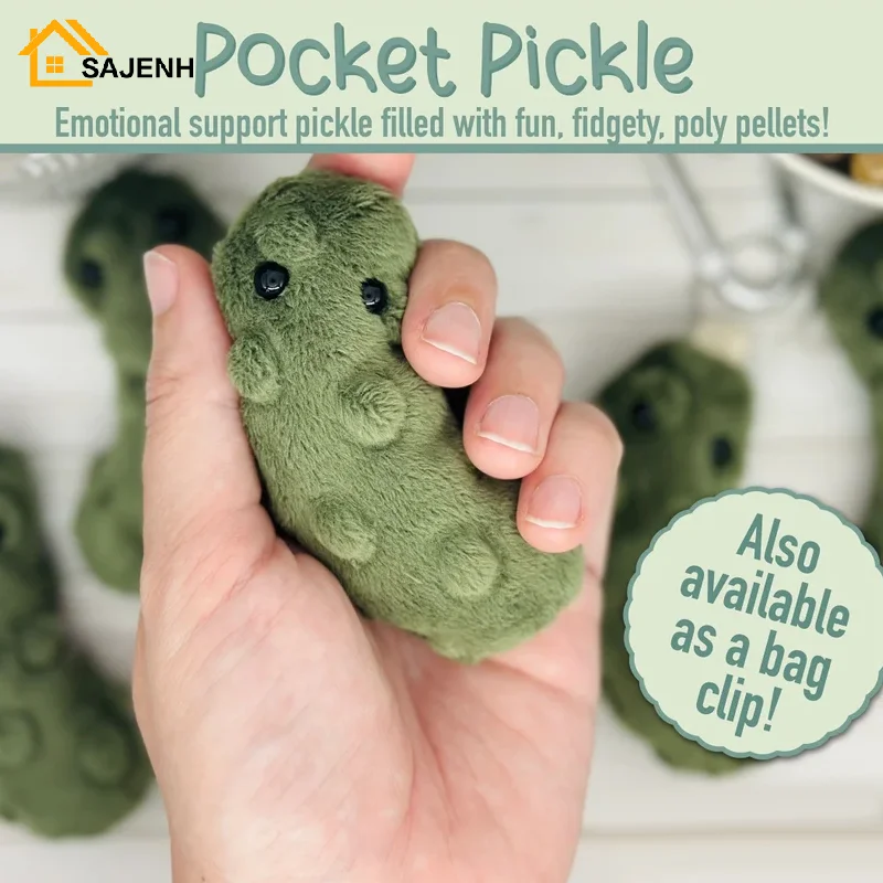 Pocket Pickle Sensory Comfort Toy Emotional Pickled Cucumber Handmade Pickle Plush Doll Keychain for Anxiety Inspirational Gift