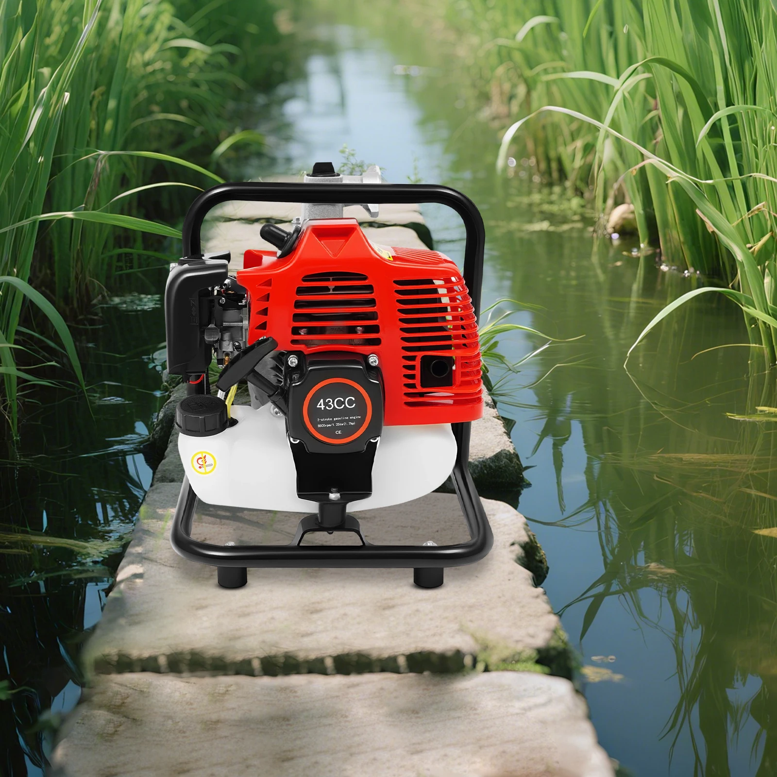 

Water Pump, 40.2CC Gasoline Engine Water Pump, 1.7HP 1 Inch High Pressure Water Transfer Pump for Irrigation Pool
