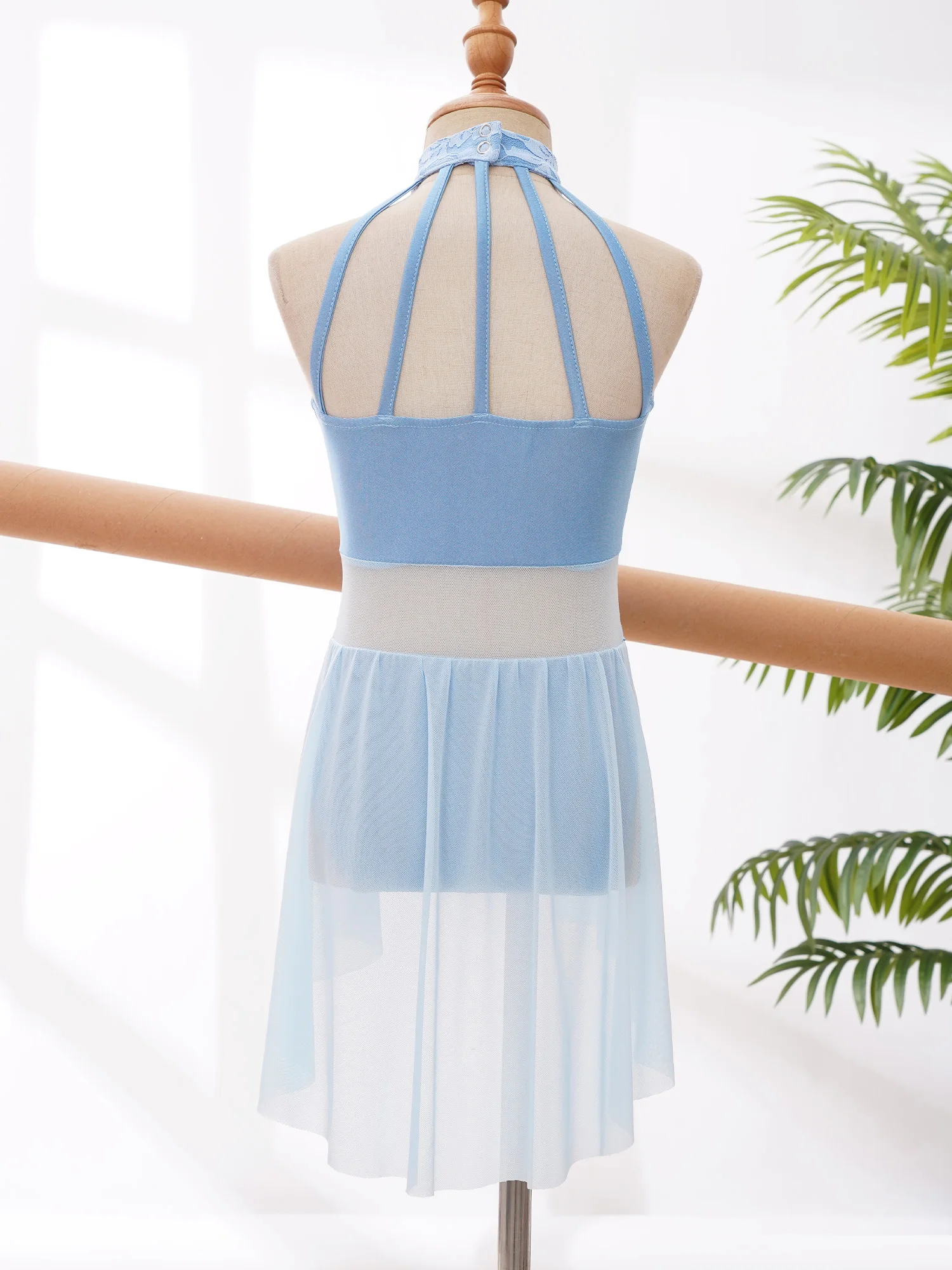 أطفال بنات أكمام فستان رقص الباليه الدانتيل الأزهار شبكة متجنب يوتار الجمباز الحديثة المعاصرة ملابس الرقص الغنائي #3