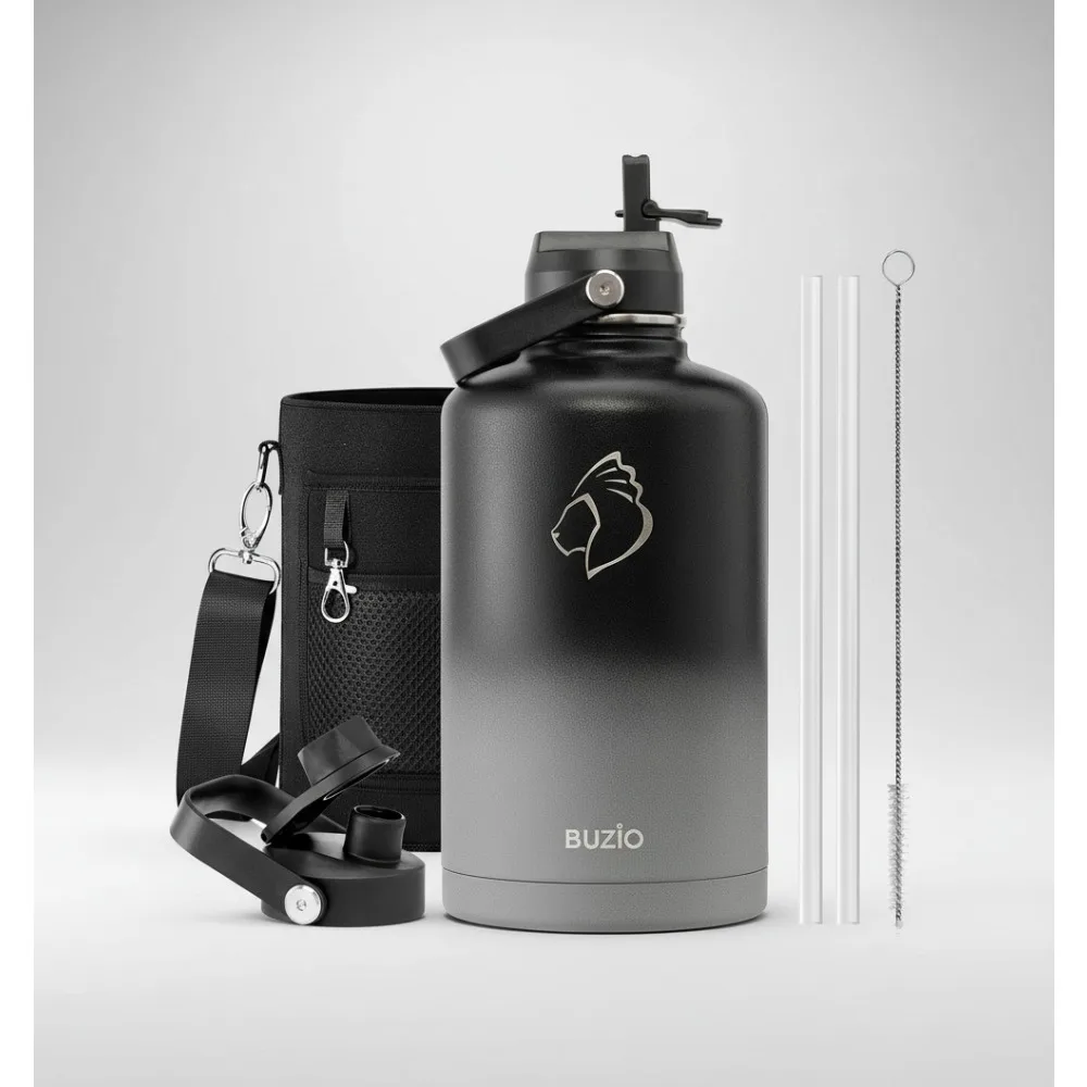 

Insulated Stainless Steel Water Bottle with Straw Lid, 87oz Double Vacuum Flask for Sports Outdoor Gym