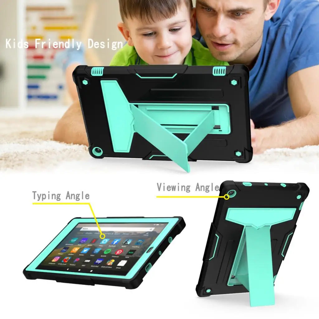 Tablet Case For Amazon Kindle Fire HD 10 2021 2019 2017 HD7 2022 HD8 HD 8 Plus 2020 Kids Safe ShockProof Protective Shell Cover