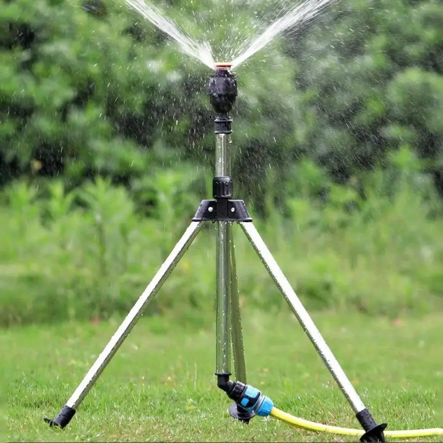 Useful New 1 Set 360 Rotary Irrigation Tripod Lawn Garden Sprinkler Telescopic Support Sprinkler Head On Tripod Stainless Steel