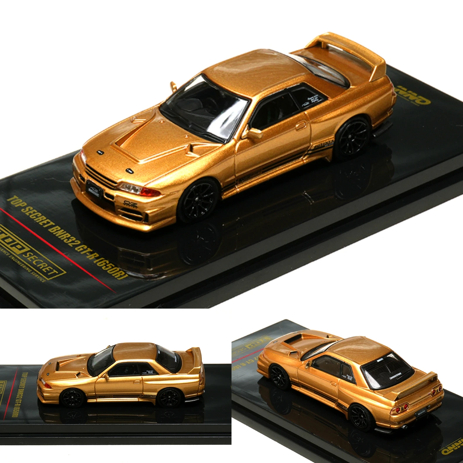 

INNO In Stock 1:64 GTR R32 BNR32 TOP SECRET 650R Gold Diecast Diorama Car Model Collection Toys