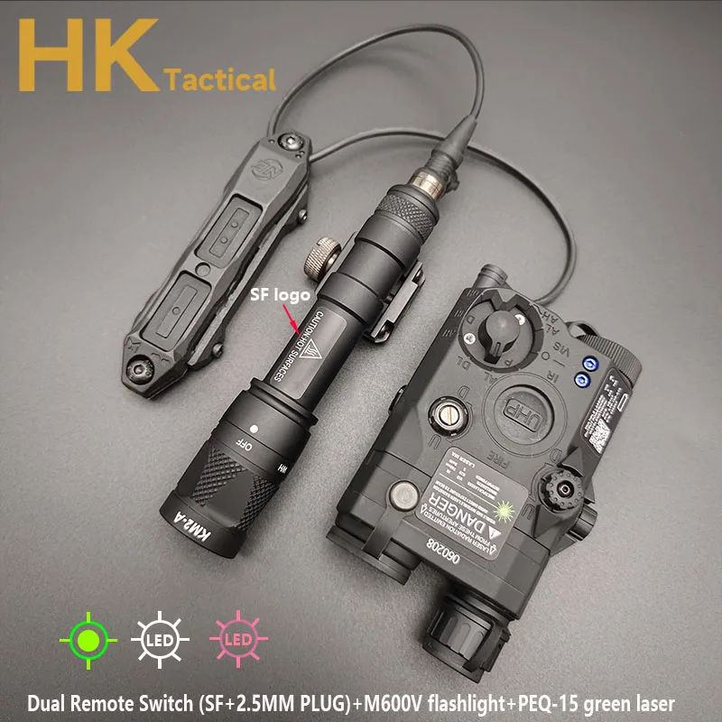 

Tactical PEQ-15 UHP LA-5C Red Dot Laser Green M300V M600V Flashlight Dual Remote Switch Set Airsoft Hunting Weapon light Sight