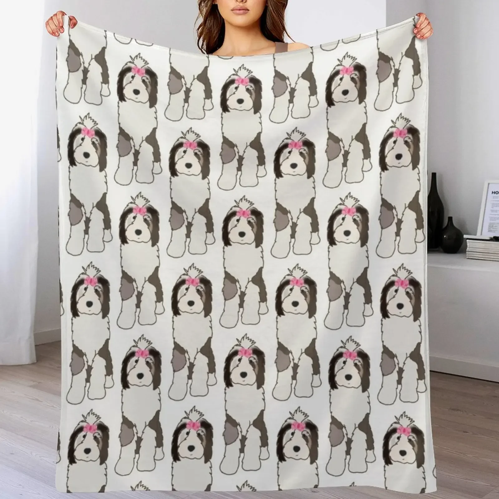 

Sheepadoodle 2 Throw Blanket Extra Large Throw bed plaid Flannel Plush Blankets