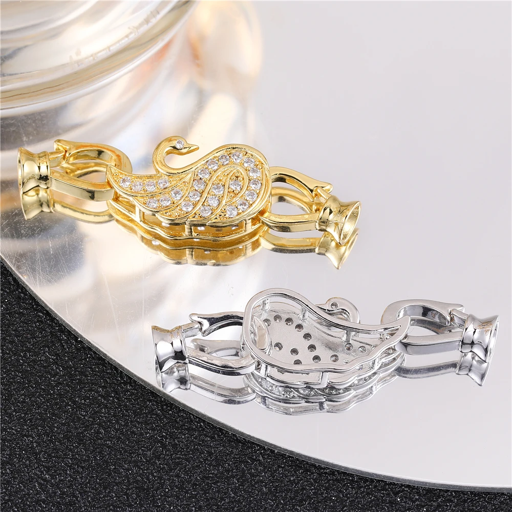 Juya New Fashion Swan Clasps Fine Jewelry Bidirectional Connectors Flower Clasps Elegance Accessories For Jewelry Wholesale