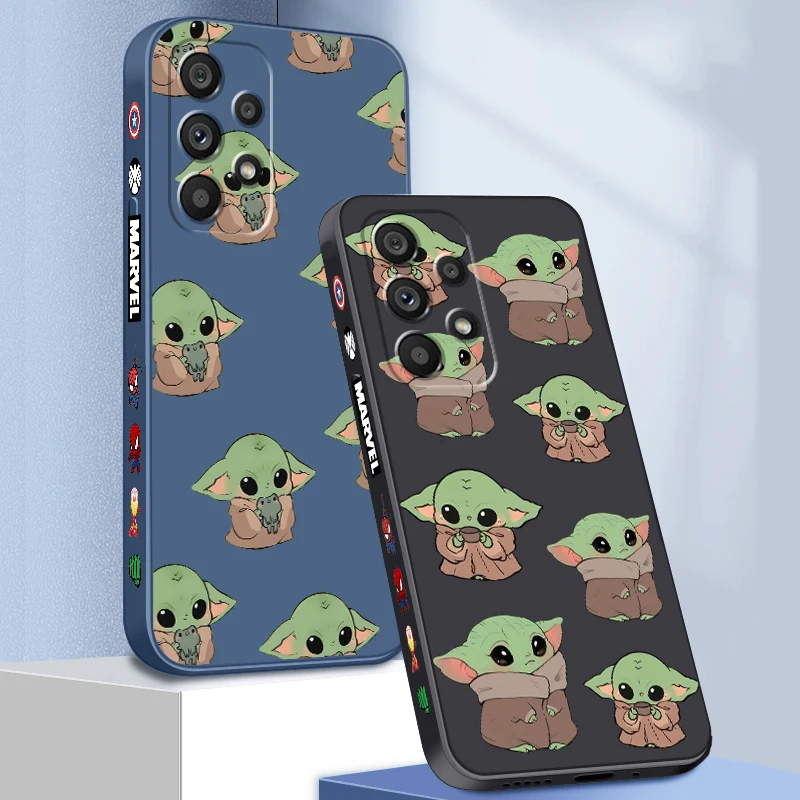 S-Star W-Wars Baby Yoda Cute Cartoon Liquid Left Rope For Samsung Note 20 10 A54 A31 A14 A03 A22 A34 A04 A24 Ultra Plus 5G