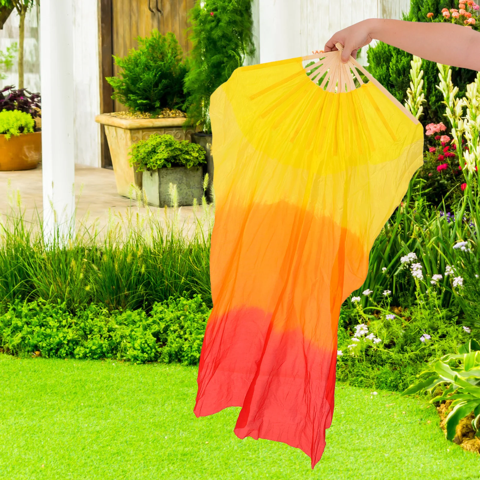 

Folding Fan 1.2m Long Dance fan Faux Silk Square Dance Yangko Fan stage Perform Belly Dance Fan chinese traditional dance props