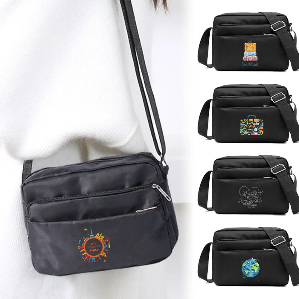 

Сумка через плечо большой вместимости для путешествий на выходные, с принтом, многослойная, для поездок на работу, с регулируемым ремнем, для покупок