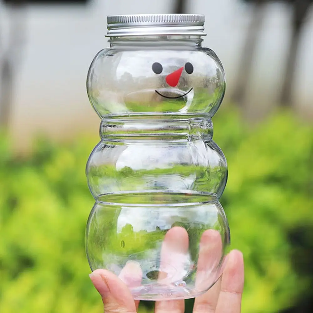 500ml Christmas Candy Jars Thick Christmas Snowman Shaped Snacks Storage Bottle Home Decor Multi-function