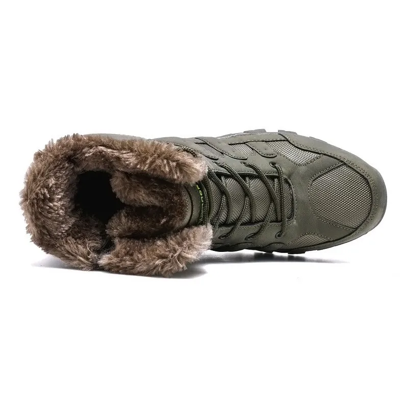 Winter Snow Boots Men Waterproof Shoes with Fur Plush Warm Men Boots Outdoor Footwear Comfortable Casual Shoe Men Erkek Ayakkabi