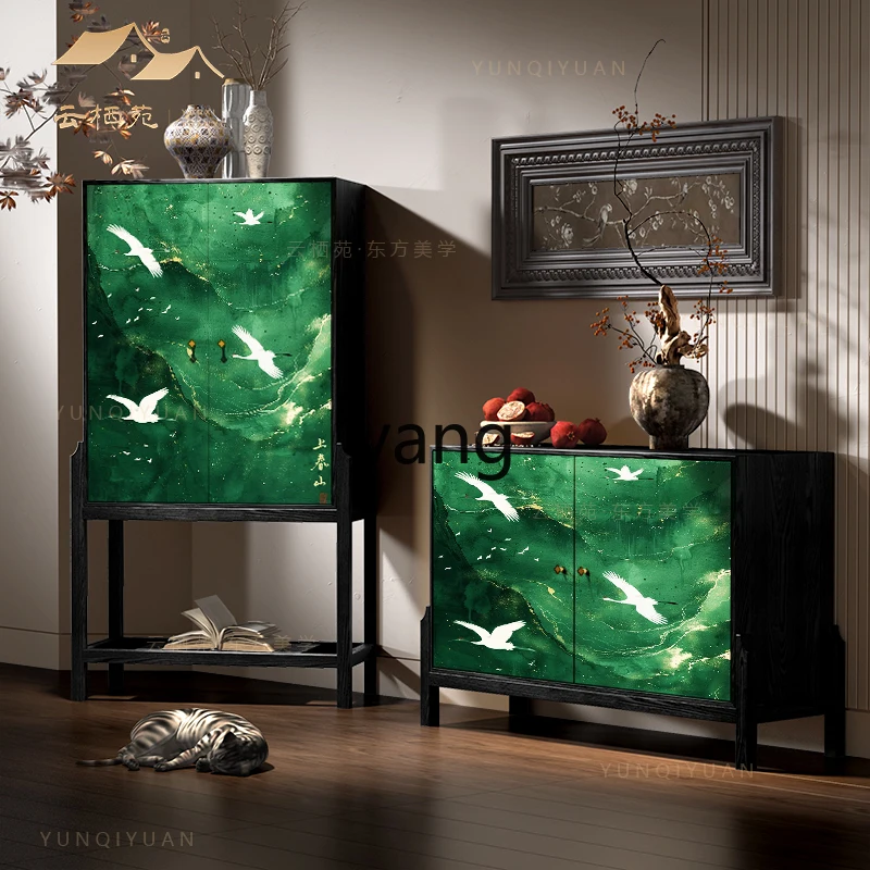 LH New Chinese Solid Wood Entrance Bedroom Wall Tall Cabinet Living Room Dining Side Cabinet