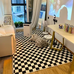 Alfombra estampada moderna para sala de estar, tapete para mesas de centro, decoración del hogar, área grande, dormitorio, mullido, tablero de ajedrez IG