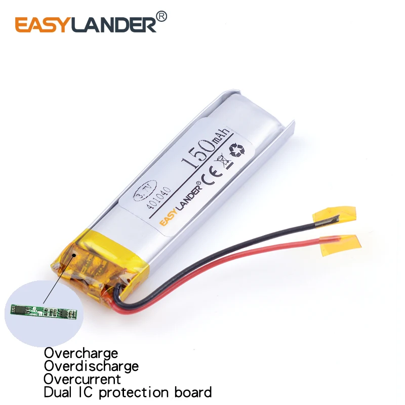 3 unids/lote 3,7 V 401040   Batería recargable de polímero de litio Li-ion de litio de 150 mA