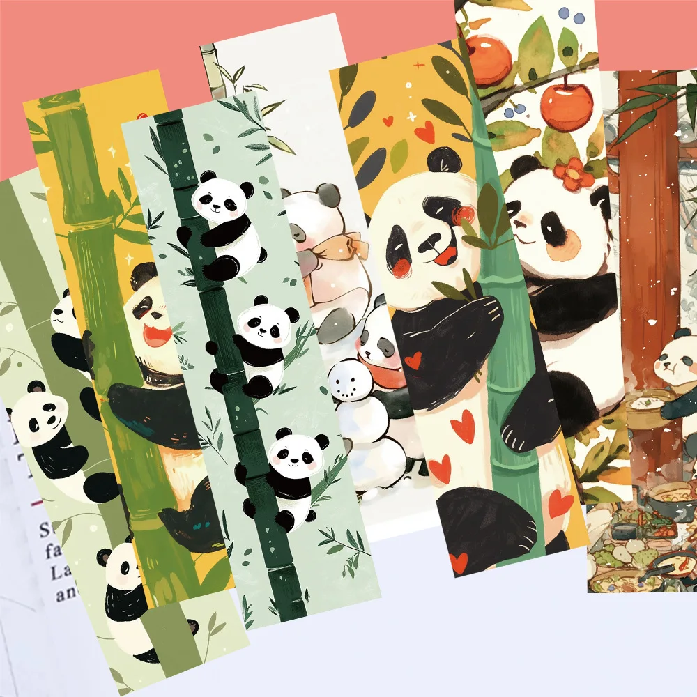 30Pcs Cute Cartoon Panda Bookmarks Reading Pages Books Annotated Paper Card School Stationary Supplies DIY Aesthetic Bookmarks