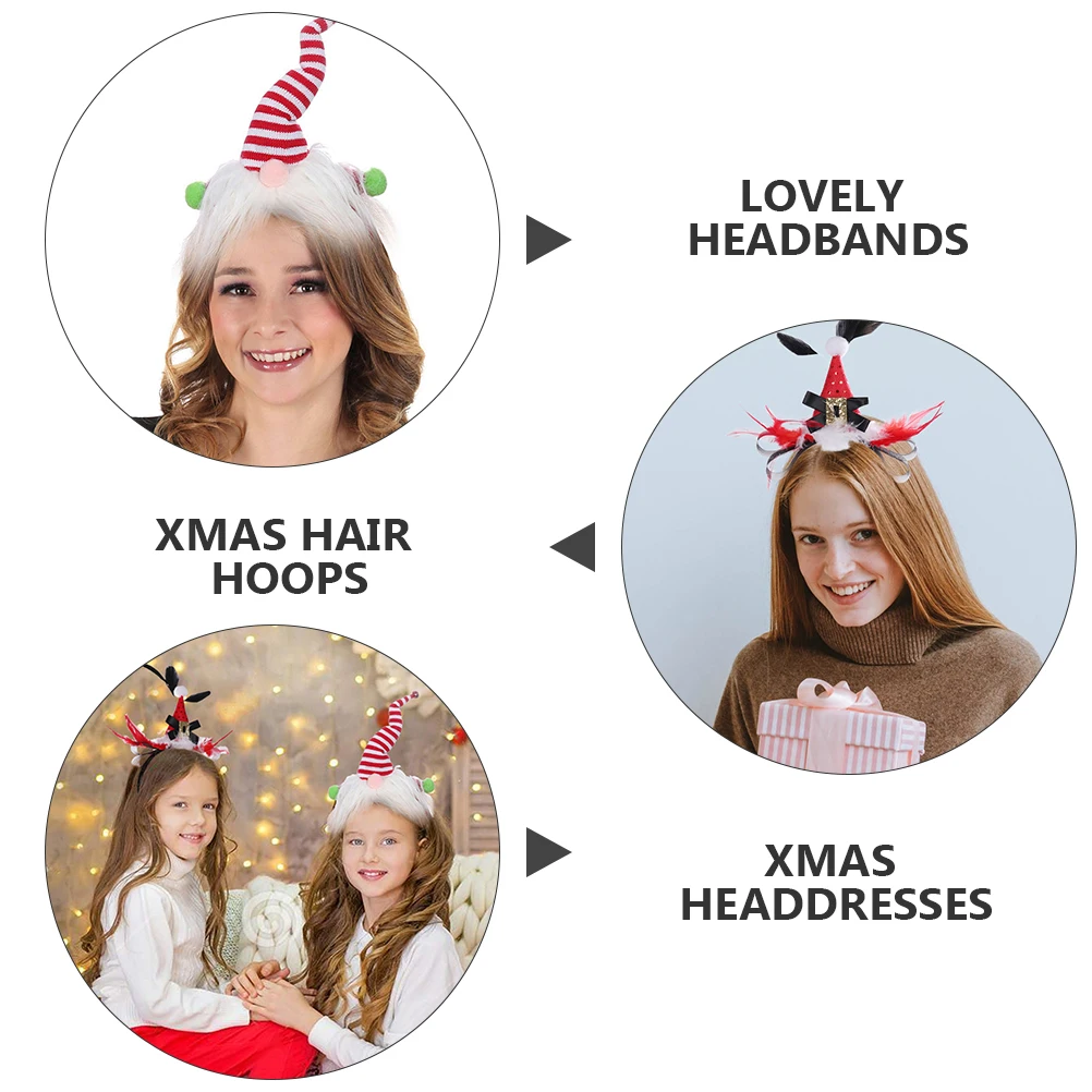 

2pcs Christmas Santa Headb s Xmas Hair Hoops Decorations for Kids Adults Lightweight Non Fading Headdresses Hairstyling Tools