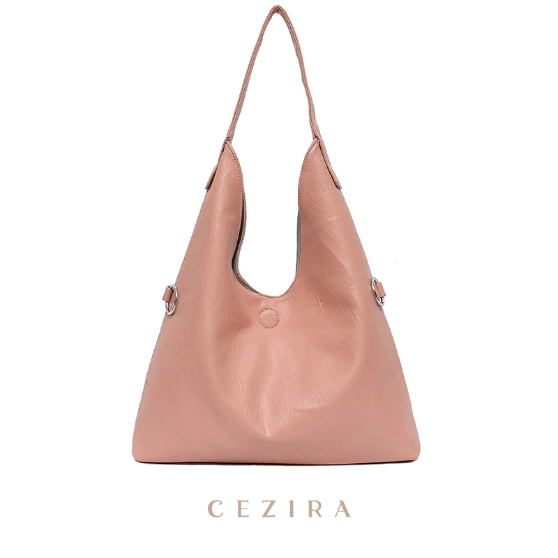 CEZIRA Luxury Women PU Vegan Leather Shoulder Bag Fashion Reversible Design Hobo Two Colors Female Large Tote Crossbody Handbags