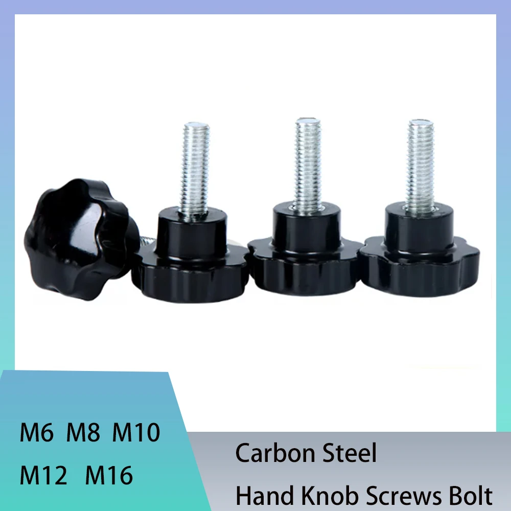 

1-4Pcs Carbon Steel Hand Knob Screws Bolt M6 M8 M10-M16 Plastic Star Shape Head Thread Clamping Thumb Handle Machine Screw Bolts