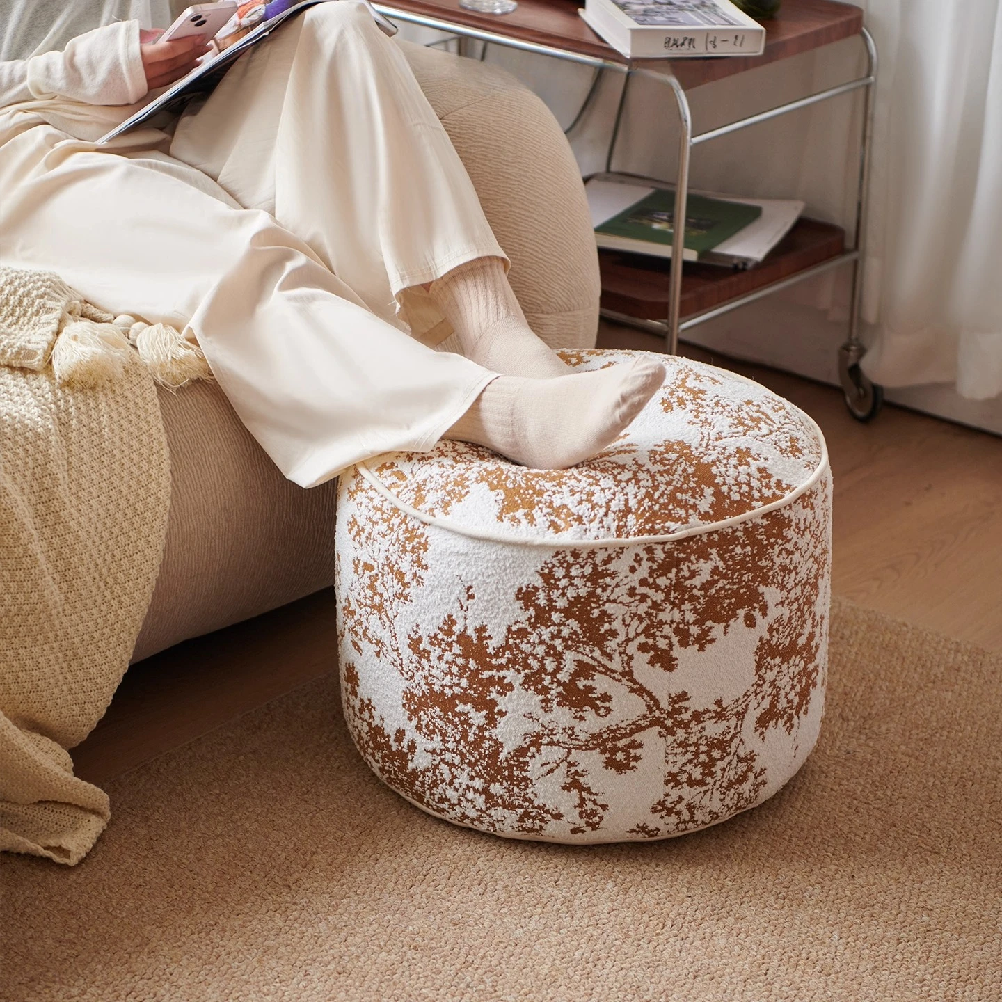 Futon cushion, antique style in the living room, removable and washable