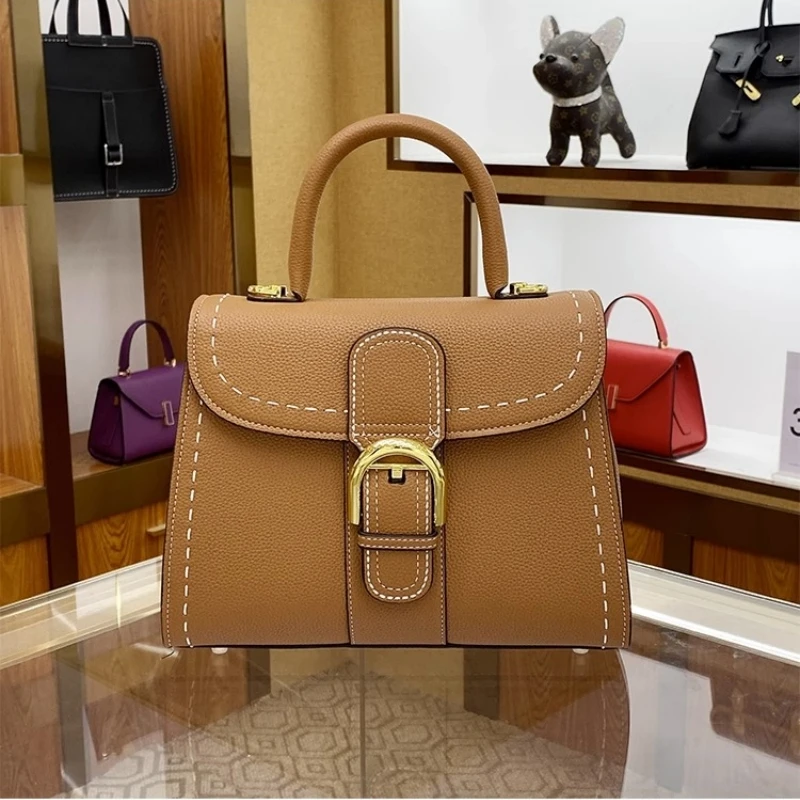 

DUDK Genuine Leather Women's Bag Commute Single oulder Bag Outsewn Faionable Versatile Handbag Crossbody Bag