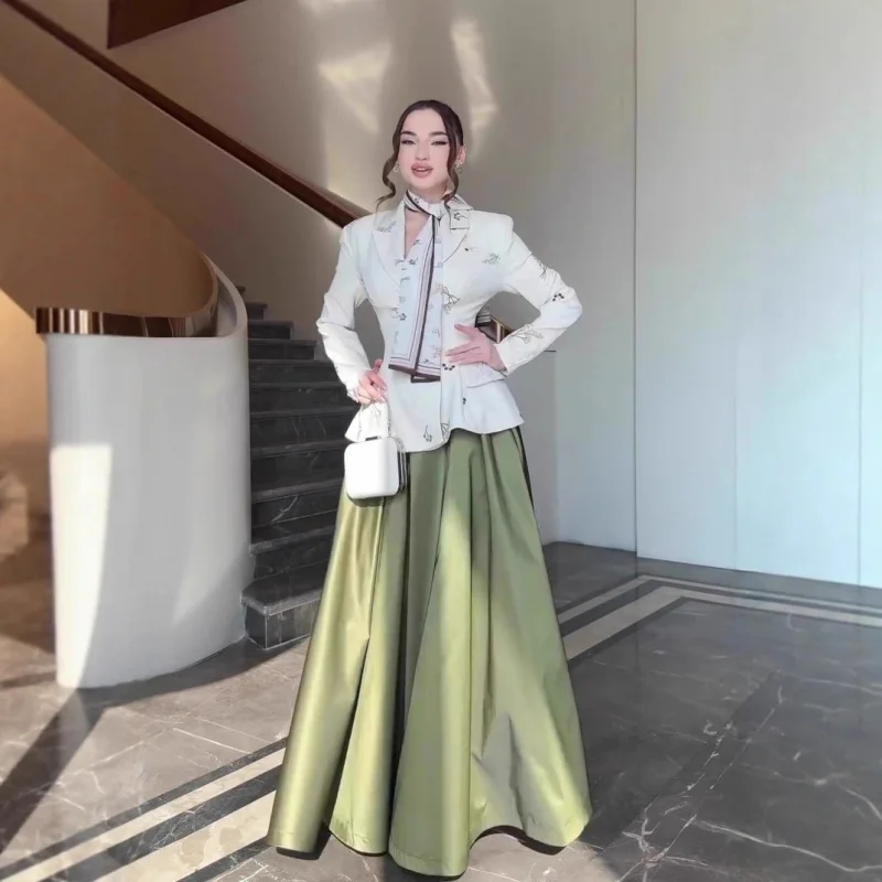 

2025New Autumn Fashion Elegant Long Sleeve Long Dress Set for Women