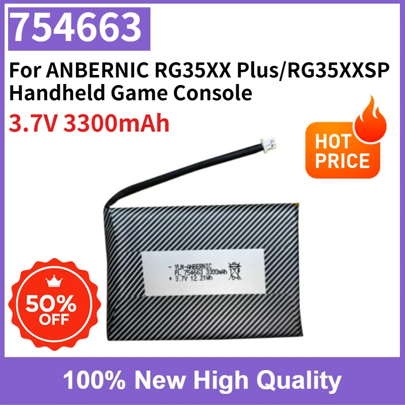 

754663 High Quality Replaceable Battery 3.7V 3300mAh For ANBERNIC RG35XX Plus/RG35XXSP Handheld Game Console Brand New