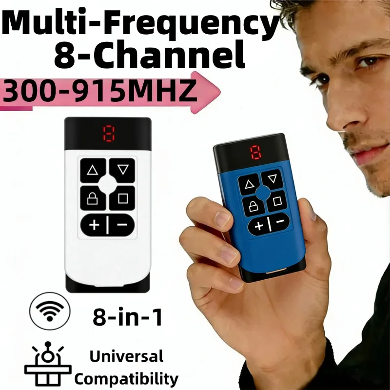 

8 in 1 Garage Remote Multi Frequency 300-915MHz Clone 433mhz 868MHZ 315 Gate Control Command Key Fob Transmitter Rechargeable