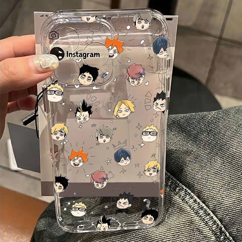 Amine H-Haikyuu-s جراب هاتف آيفون 17 16 15 11 13 14 برو ماكس 7 8 زائد X Xr Xs ماكس Se2020 12 غطاء شفاف صغير