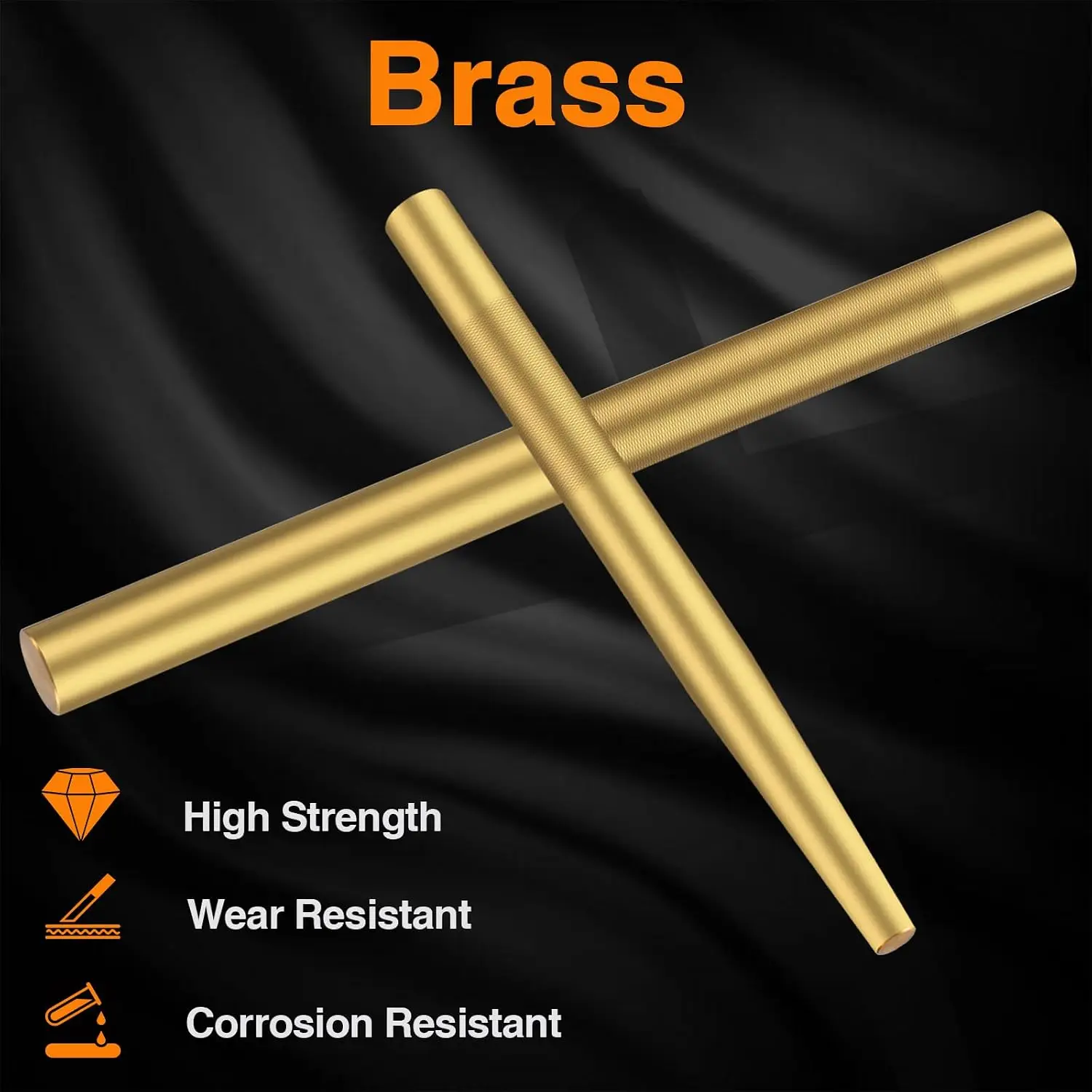 Brass Drift Pin Punch Set, Hand Tool Punches 3/8" to 5/8" & 3/4" Non-Marring Chisel for Vehicles and Home Use view 2