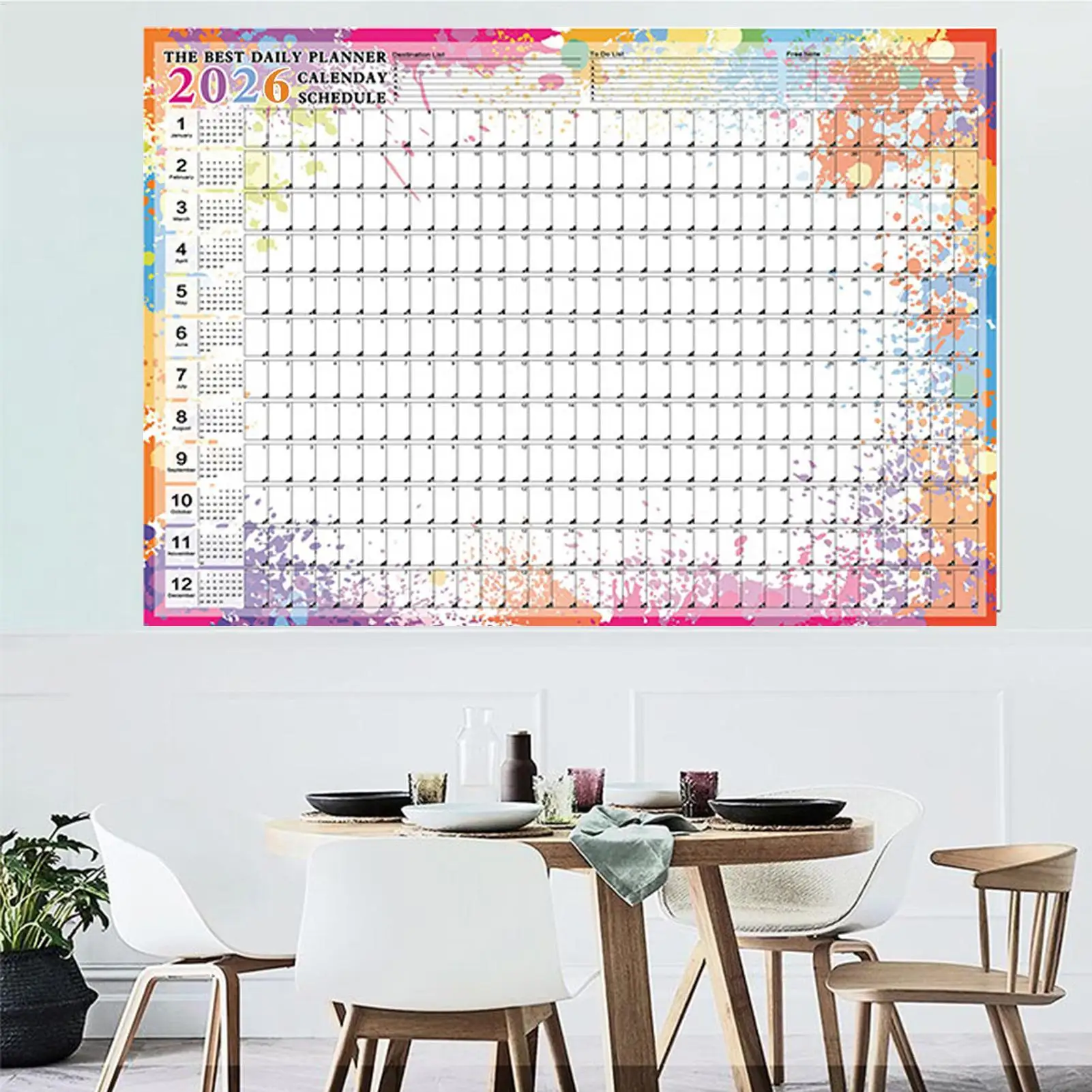 Calendario da parete 2026 Calendario accademico di grandi dimensioni da 12 mesi Poster per studenti universitari Insegnanti Ufficio Casa Decorazione natalizia