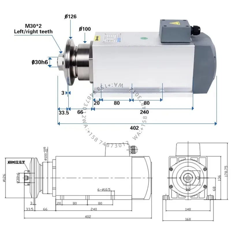 

Cnc Router Spindle 5.5kw Air Cooled Milling Spindle Shaft Spindle Motor For Cutting